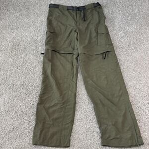 Magellan Pants Mens Large Green Convertible Outdoor Fish Gear Water Repel Zip